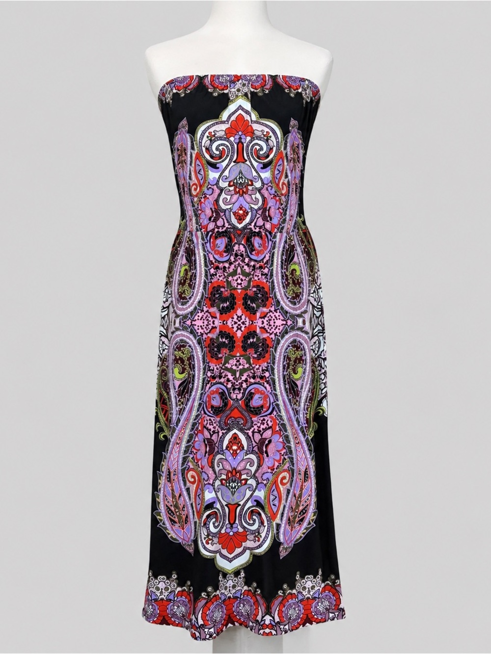 Uncle Frank Strapless Maxi Dress Size S Paisley Psychedelic Boho Retro 70s Artsy